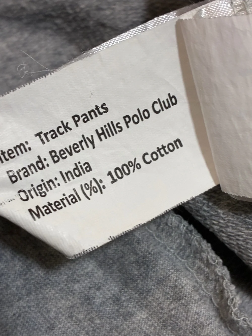 Beverly Hills Polo Club Sport Track Pants Medium Gray Joggers Logo 100% Cotton M